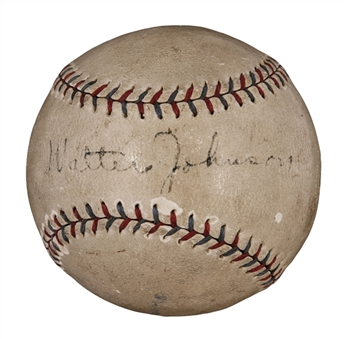 Walter Johnson Single Signed Official American League  Baseball (PSA/DNA)